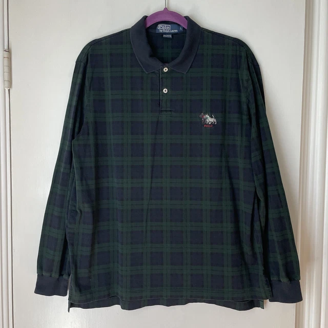 Polo Ralph Lauren Sz L Embroidered Scottish Terrier Dog Long Sleeve Plaid Shirt Polo Ralph Lauren Sz L Embroidered Scottish Terrier Dog Long Sleeve Plaid Shirt