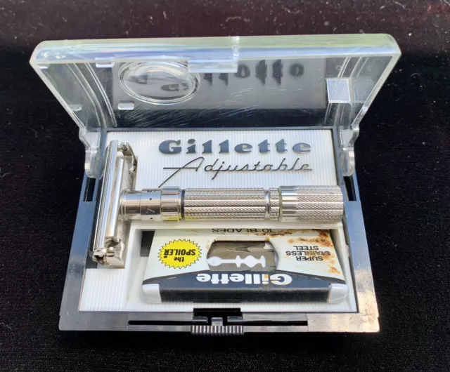 1958 Gillette Fatboy D-4 Adjustable Safety Razor Company Vintage Double Edge