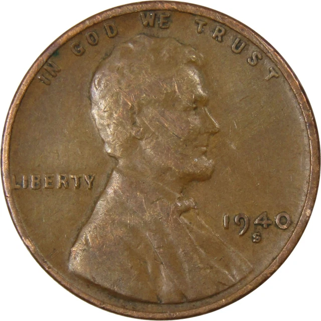 1940 S Lincoln Wheat Cent AG About Good Bronze Penny 1c Coin Collectible