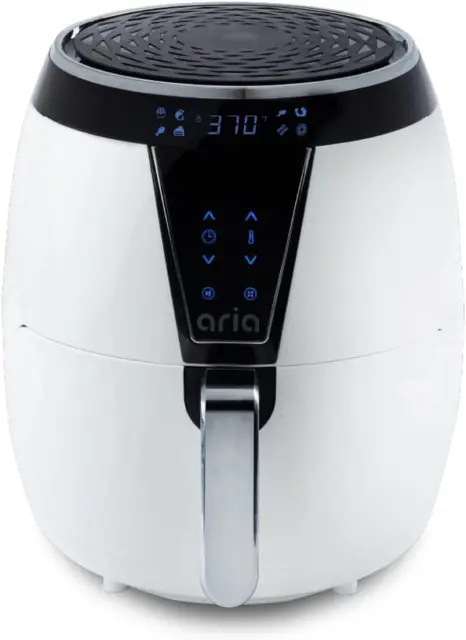 Aria Teflon-Free 5 Qt. Ceramic Air Fryer with Recipe Book, White