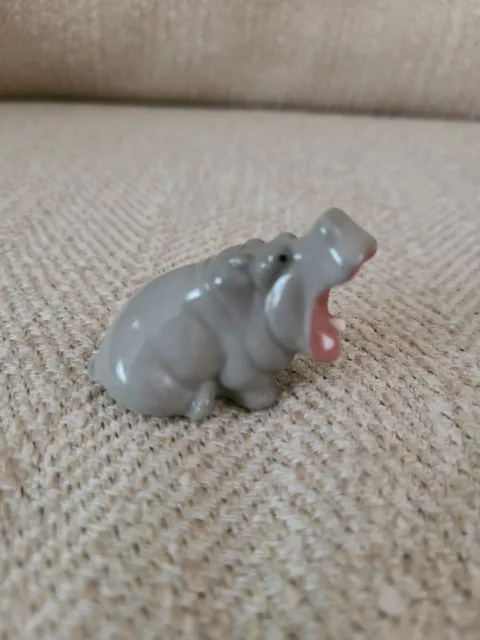 Lomonosov Porcelain Hippo Figurine Russian 1.5" x 1.25" Cute!