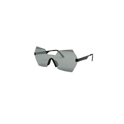 Byblos Byblos occhiali da sole mascherina nera con lenti grigie scure metallo curvo 