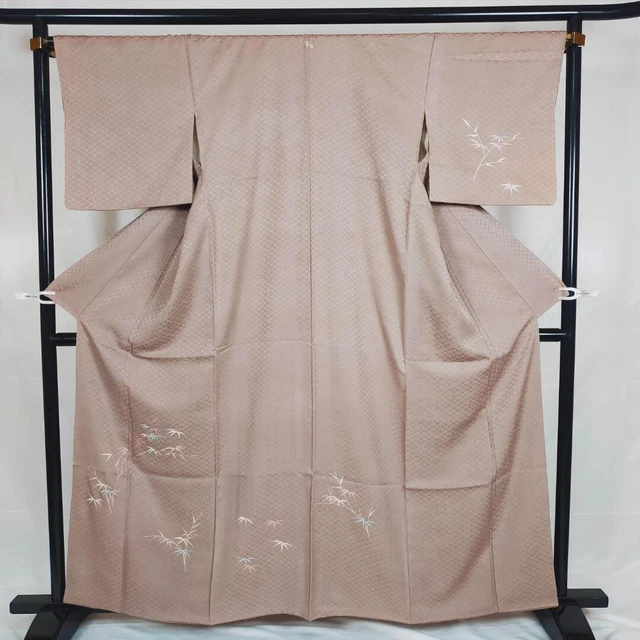 0327:Japanese Kimono  "TUKESAGE"  pure silk embroidery bamboo pattern