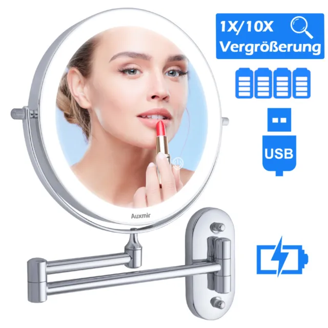 Kosmetikspiegel mit LED Beleuchtung Vergrößerung Doppelseitiger Schminkspiegel
