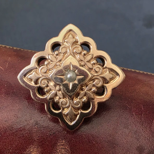 Broche épingle * Art Nouveau Design * Cabochon Bronze Noir Et Blanc Nature Perlearbre Bijou 4