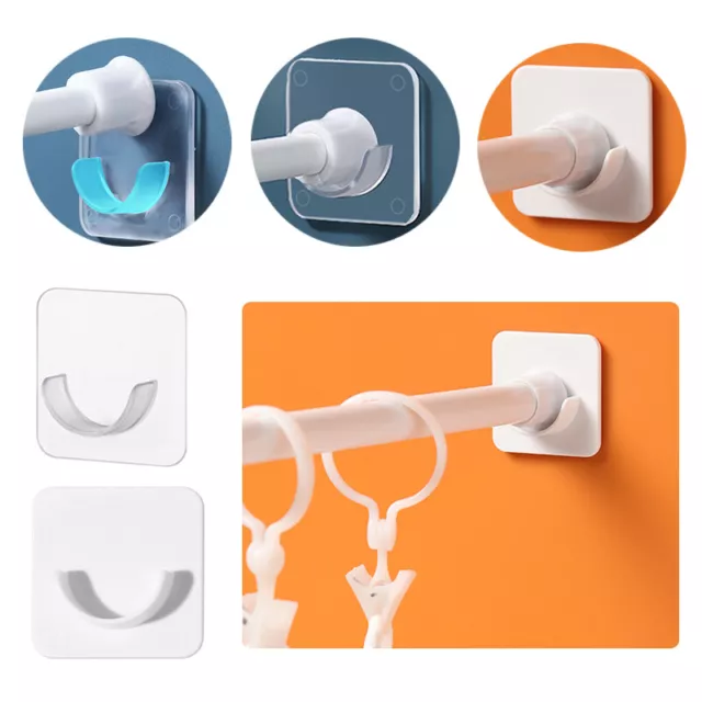 2PCS Shower Curtain Rod Brackets Pole Drapery Hook Holder Self Adhesive US