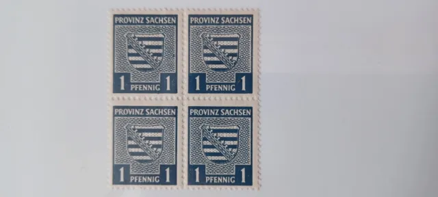  Briefmarken Provinz Sachsen  4x1 Pfennig 1945 Block SBZ  postfrisch