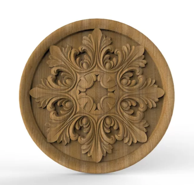 Appliques in Legno Onlay Mobili Rosette in legno intagliato Applique...