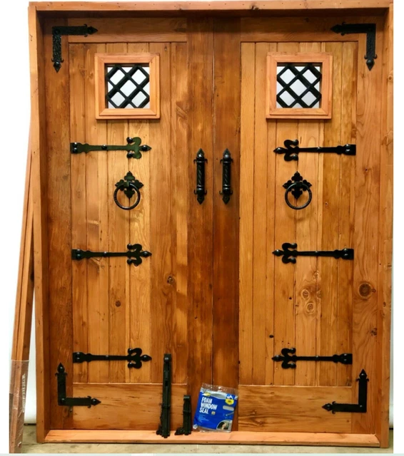 Rustic reclaimed lumber DOUBLE square door solid wood story book castle winery
