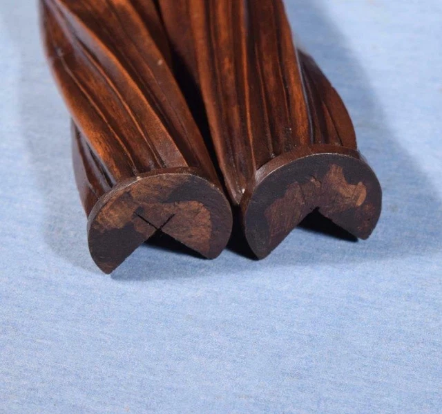*21" Pair of French Antique Solid Walnut Posts/Pillars/Columns/Balusters Salvage 8