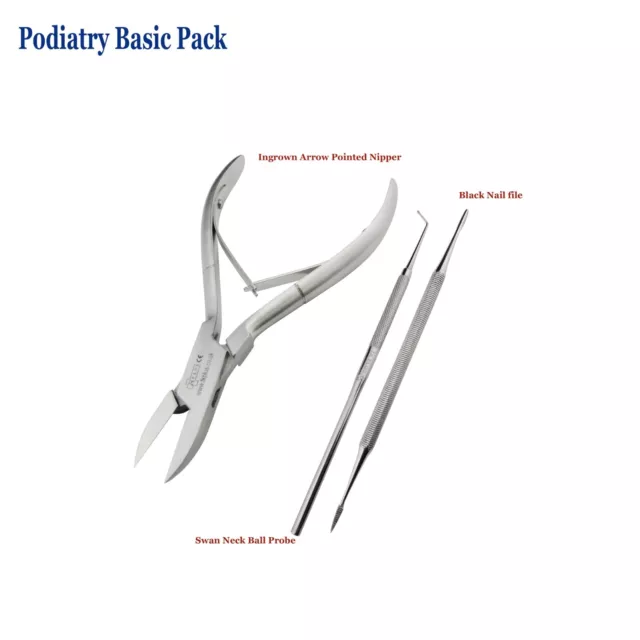 Chiropody kit Toenail Nippers Ball Probe Black Nail File Hand & Footcare Tools