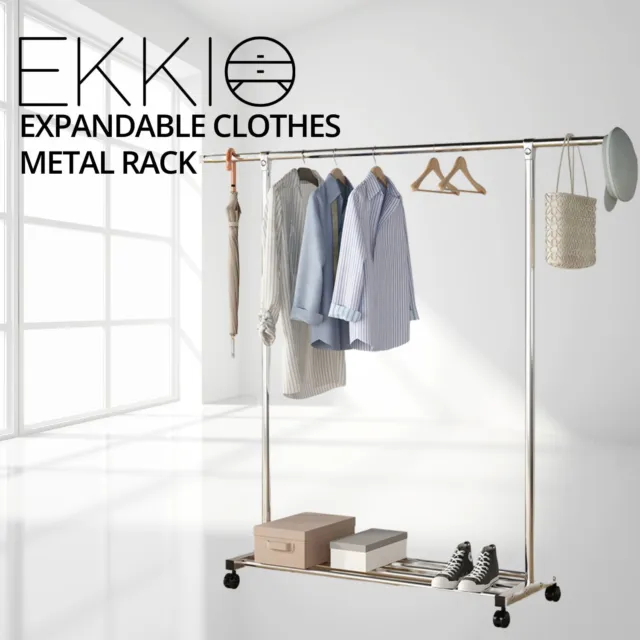 Ekkio Clothes Rack Stainless Steel One Rail Display Stand Shoe Storage Shelf