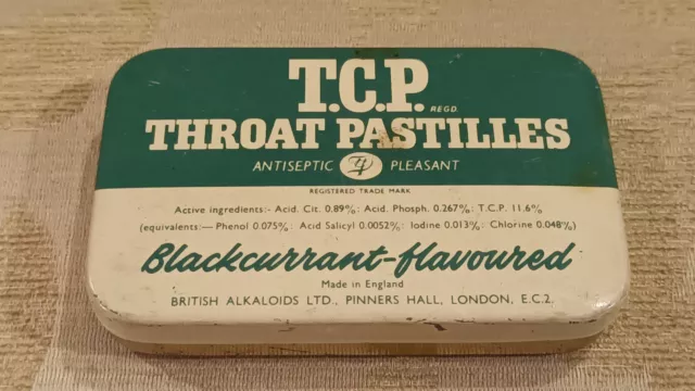 Vintage T.C.P. Throat Pastilles tin from circa 1950s. Original and collectible