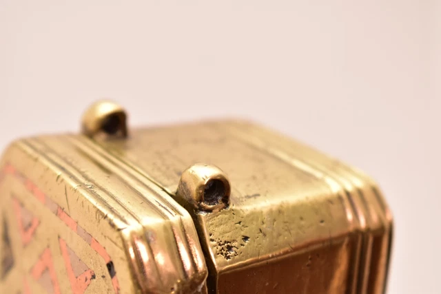 ATQ Philippines Maguindanao Solid Brass Bronze Betel Nut Lidded Box 5" Filipino 5