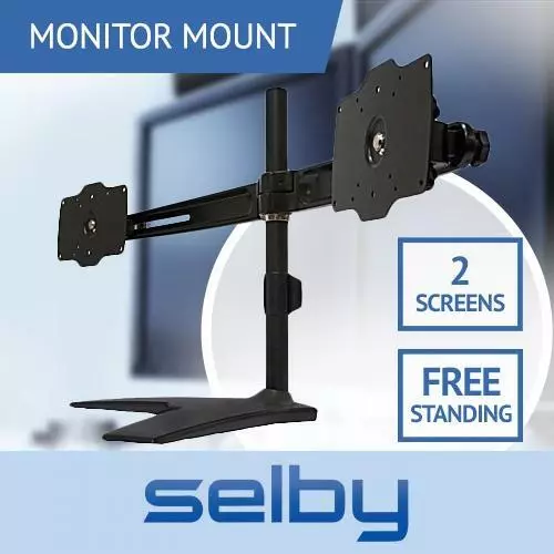 Up to 27" 15kg Dual Two 2 XL LCD Monitor Desktop Freestanding Mount VESA