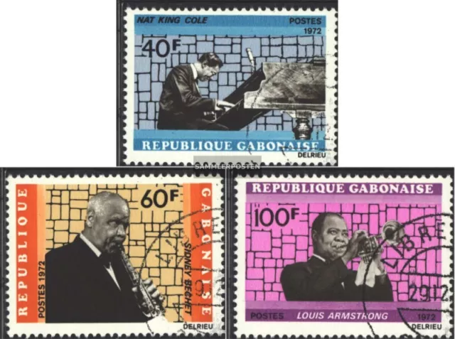 Gabon 478-480 (complete issue) used 1972 Famous jazz musician