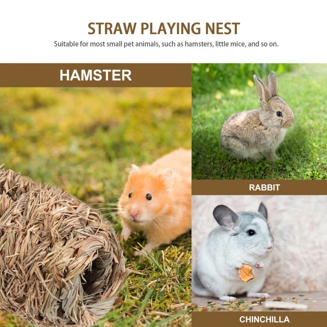 2 Pieces Pet Bed Small Animal Habitat House Hamster Hideaway Weave 2