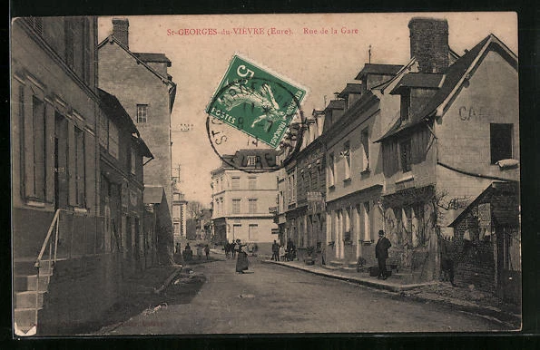 CPA St-Georges-du-Vièvre, Rue de la Gare 1914