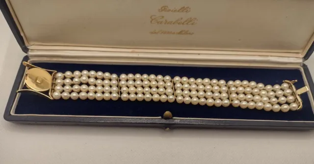 Bracciale di perle naturali con gancio in oro giallo 18 kt