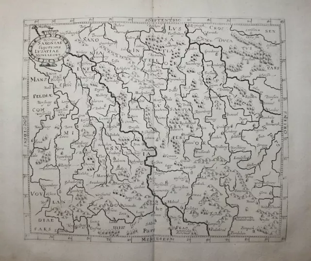 1650 Sachsen Anhalt Lausitz Meissen Karte map Kupferstich engraving Friedland
