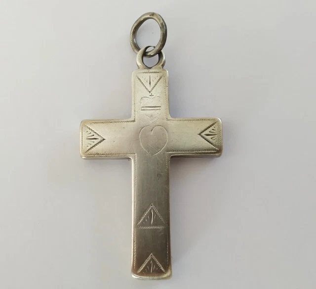 ANCIEN GRAND CHAPELET 19eme Perles en argent massif Croix en nacre