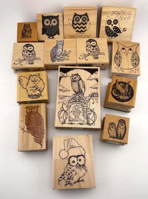 Vintage Owl Rubber Stamp Lot