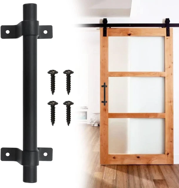 WANTOUTH Barn Door Handle 200mm Black Heavy Duty Carbon Steel Door Pull Handle