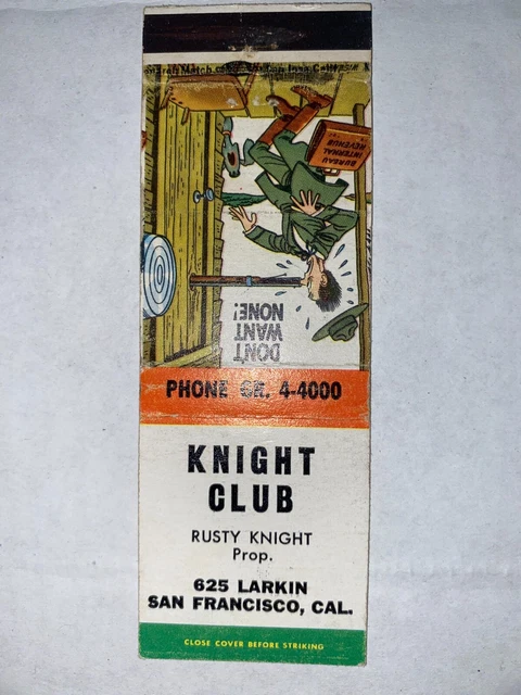 KNIGHT CLUB Matchbook Matchcover - SAN FRANCISCO, CALIFORNIA