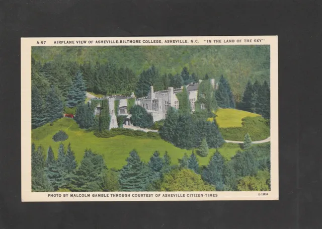 Airplane View Of Biltmore College, Asheville, North Carolina NC Vintage Postcard