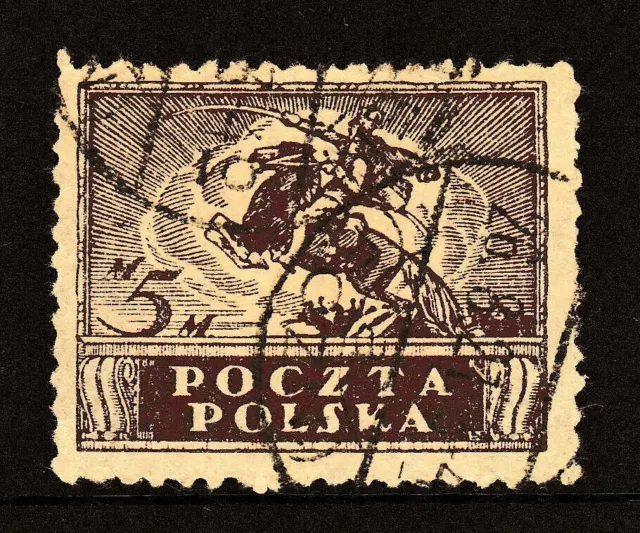 Used 5PM " NORTH and SOUTH POLAND ISSUE - POLISH UHLAN CAVALRYMAN " Poland 1922