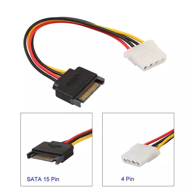 Power Adapter Kabel Stromkabel 15 Pin SATA Stecker zu Molex 4 Pin IDE HDD