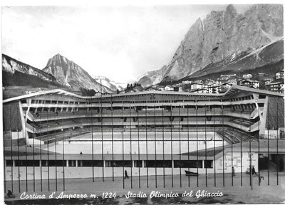 Cortina stadio olimpico del ghiaccio viaggiata anni 50 