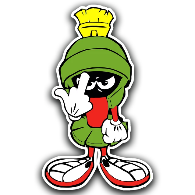 MARVIN THE MARTIAN Flip Off Funny Vinyl Sticker Car Window Decal Laptop