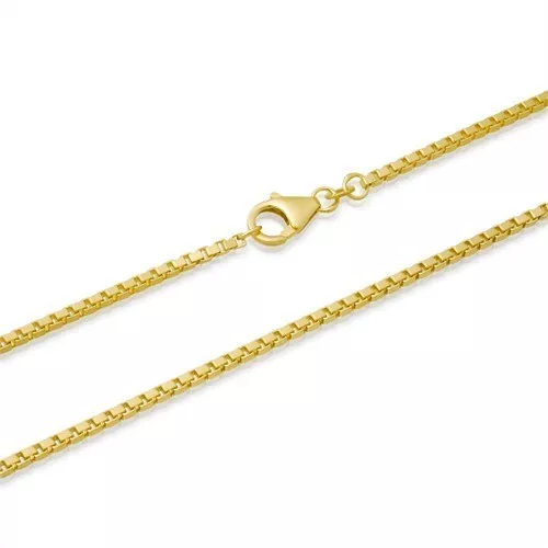 1mm 18K Gold Plated Sterling Silver 925 Italian BOX VENETIAN Link Chain Necklace