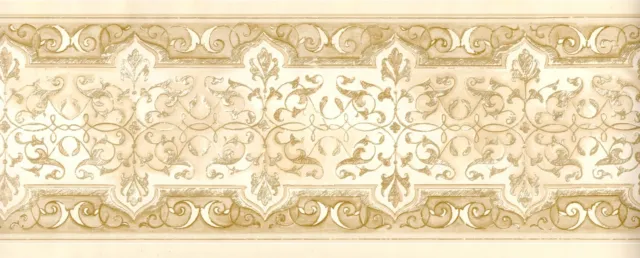 Victorian Architectural Moulding Acanthus Leaf Scroll Wallpaper Border Beige Tan