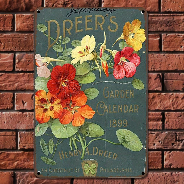 Vintage Metal Plate Garden Flower Rectangular Iron Painting Wall Home Decor(1) R