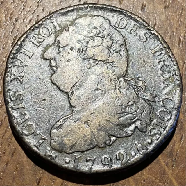 Très Belle Piece De 2 Sols 1792 A Louis Xvi Roi Des François.  (839) Belle Cote