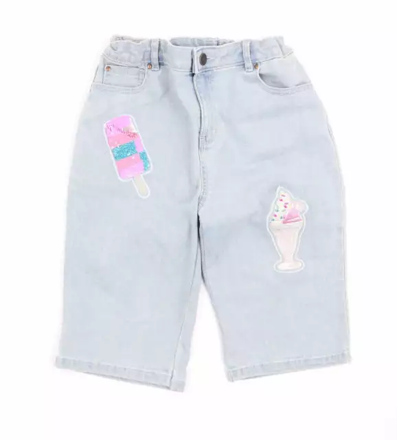 Monsoon Girls Blue Cotton Chino Shorts Size 11 Years Regular - denim shorts