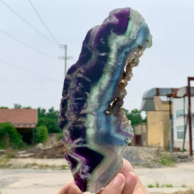 264G Natural beautiful Rainbow Fluorite Crystal Rough stone specimens cure
