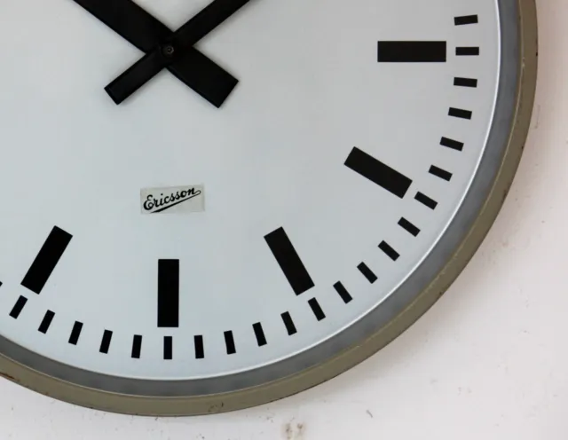 Vintage 34cm Ericsson Wall Clock - Metal Retro Mid Century Factory Industrial 3