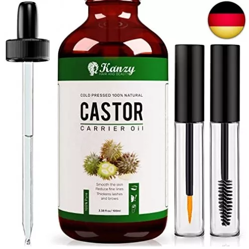 Kanzy Rizinusöl Bio Kaltgepresst 100% Rein, Organic Castor Oil for Hair Growth