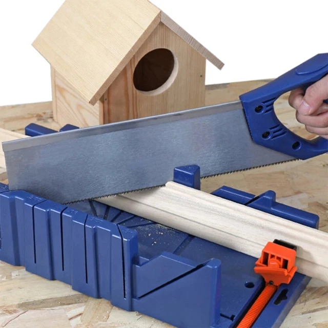 Caja de herramientas de sierra mitre azul armario abrazaderas