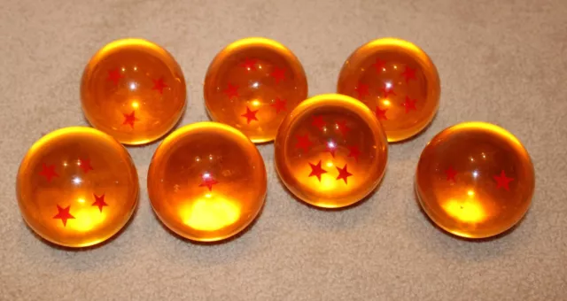 VINTAGE DragonBall Z Star Acrylic Resin Crystal Dragon Ball Replica 3'' SET of 7