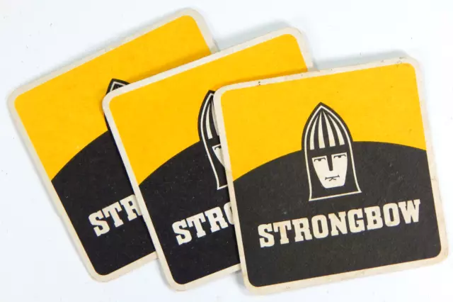 3 STRONGBOW CIDER BEER COASTERS BAR MAT 1970s VINTAGE ENGLAND EARLY LOGO