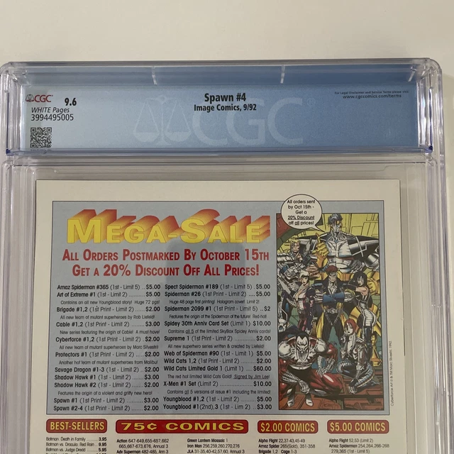 Spawn #4 Image Comics #0 Coupon Included, Key Issue, CGC 9.6 4