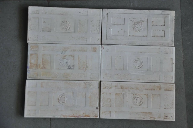 6 Pc Vintage Majolica Decorative Diamond Art Nouveau Architecture Tiles,Japan 5