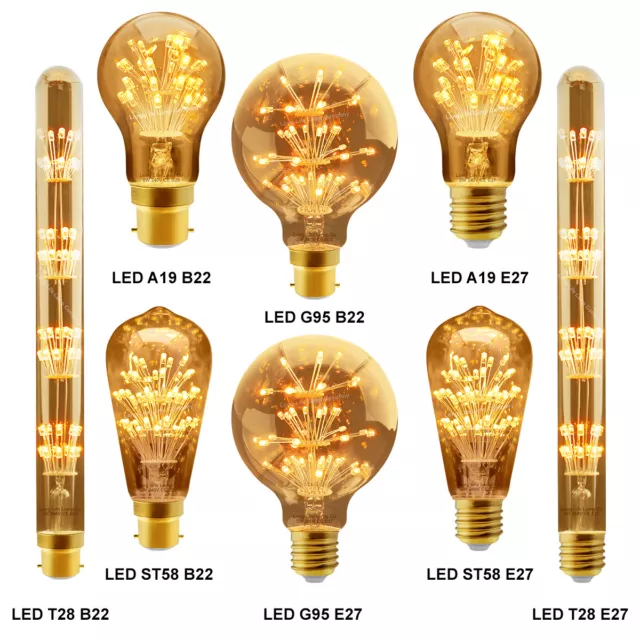 Retro Vintage LED Unique GLASS TREE Filament Edison Style Light Bulb B22 or E27