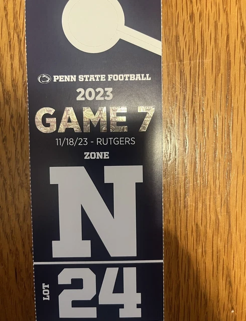 Penn State vs Rutgers Lot 24 Parking Pass