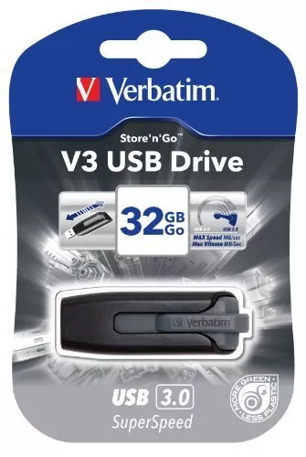 Unidad flash USB 3.0 Verbatim Store 'n' Go V3 32 GB - gris - externa (49173)