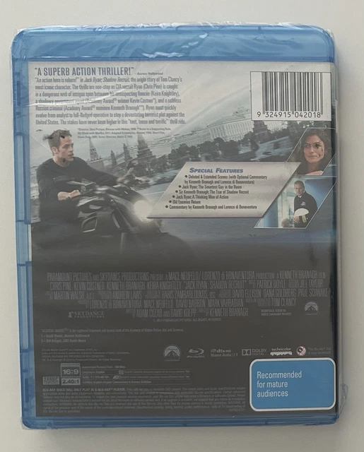 JACK RYAN: SHADOW Recruit (Blu-ray) Region B Clancy Branagh Pine New ...